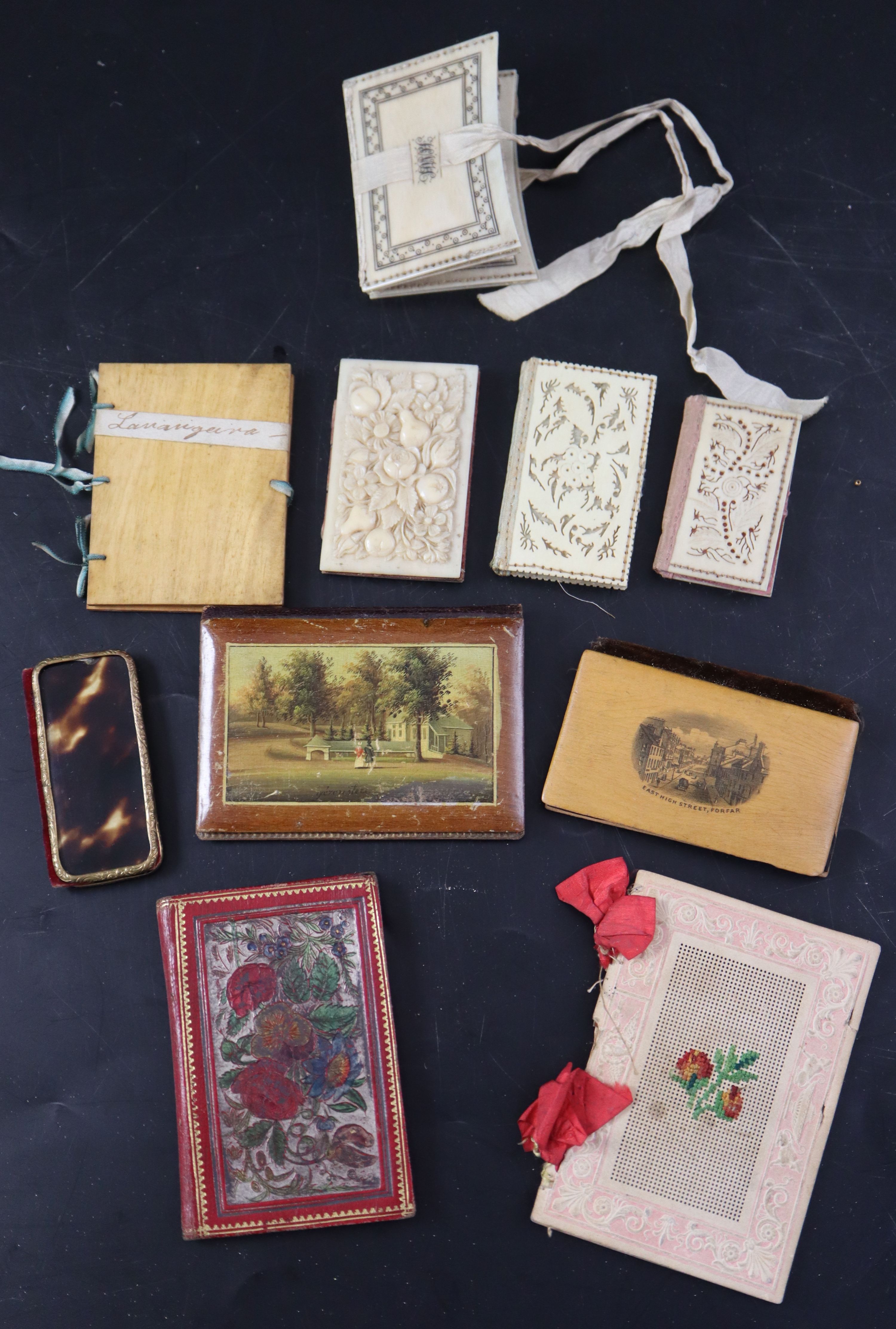 Ten assorted 19th century needle cases